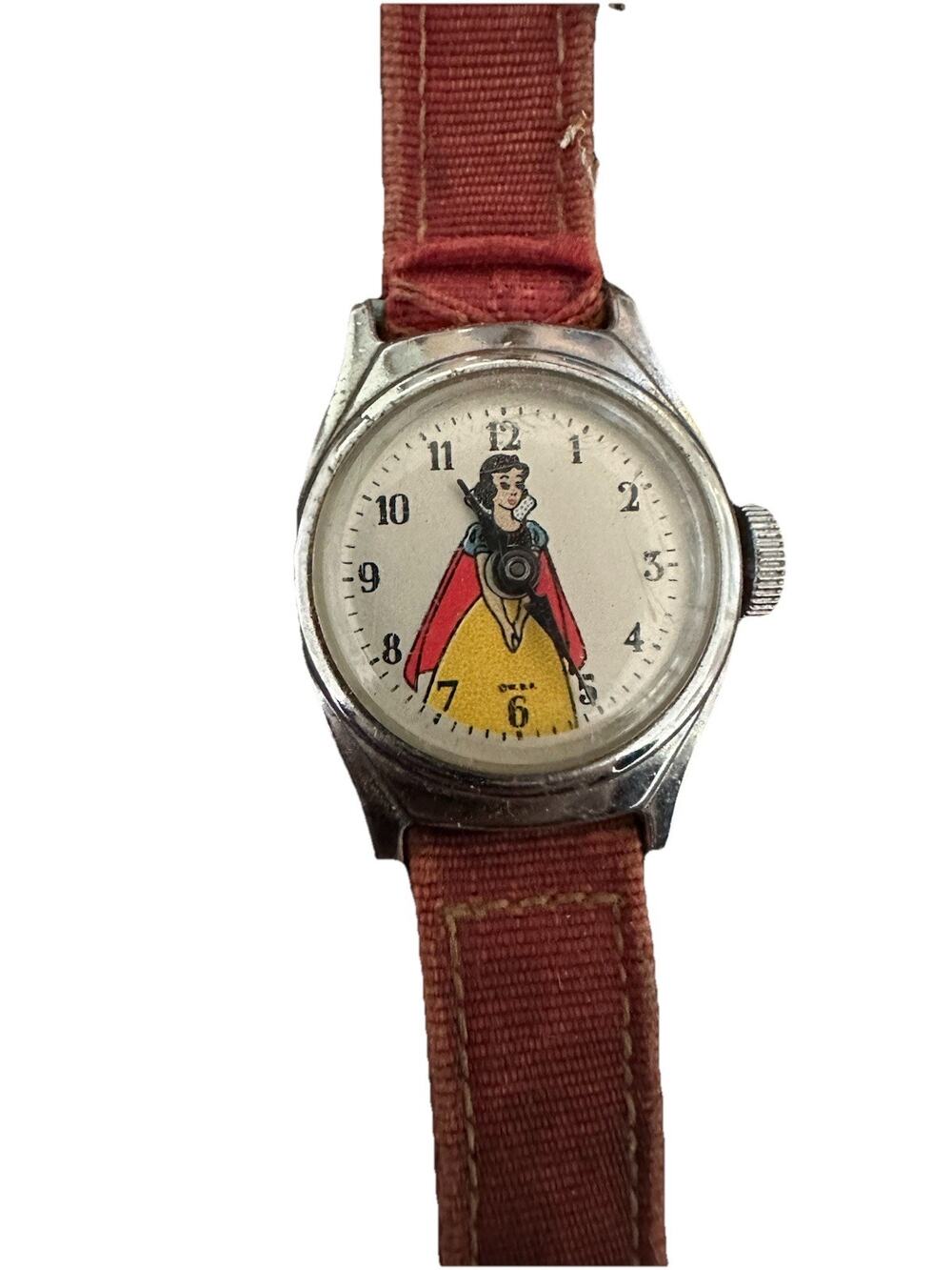 Vintage 1950s Walt Disney Snow White Character Watch with Red Band